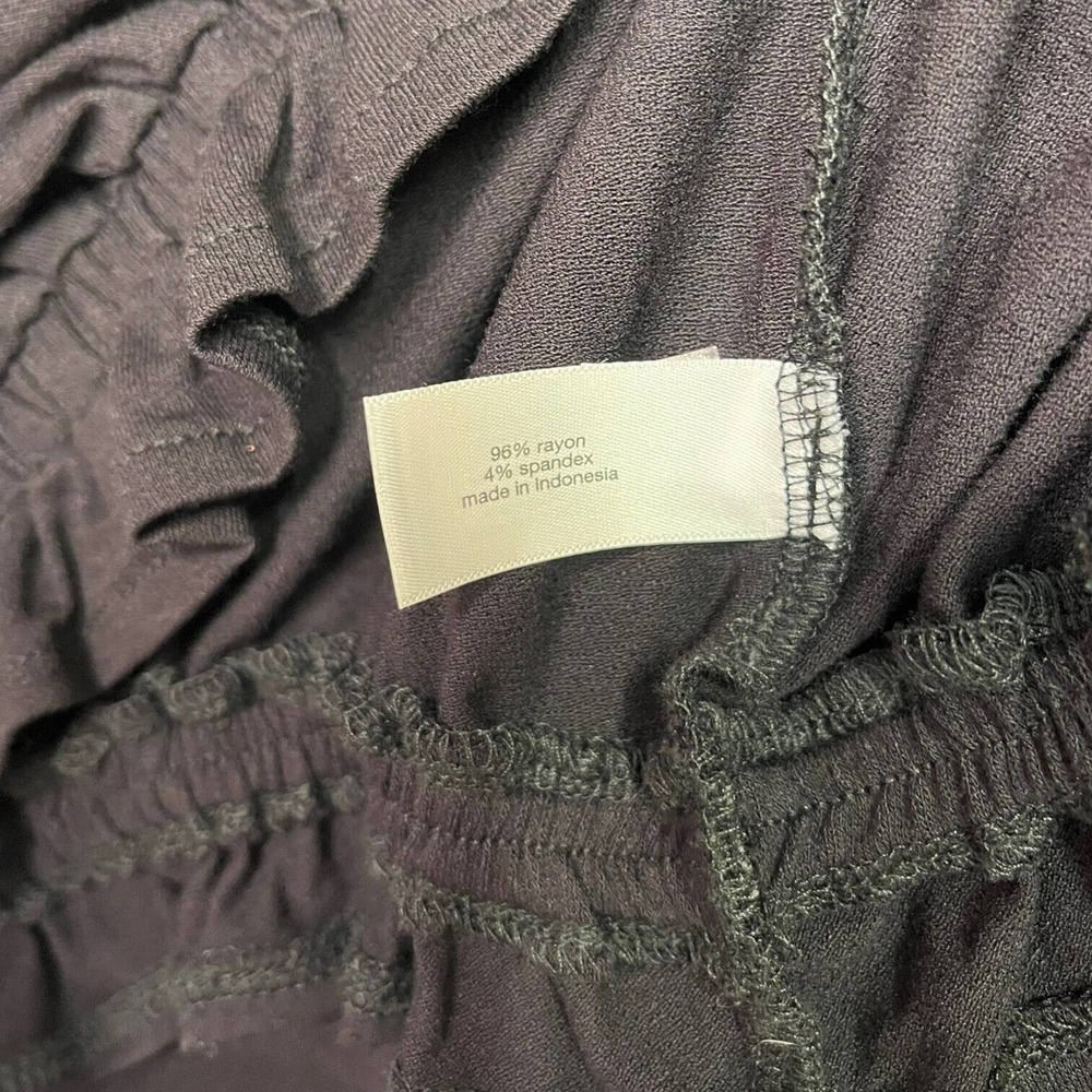 Lane Bryant Top Womens 22 24 V Neck Long Sleeve Cinched Bottom Tie Back Black - Picture 8 of 12